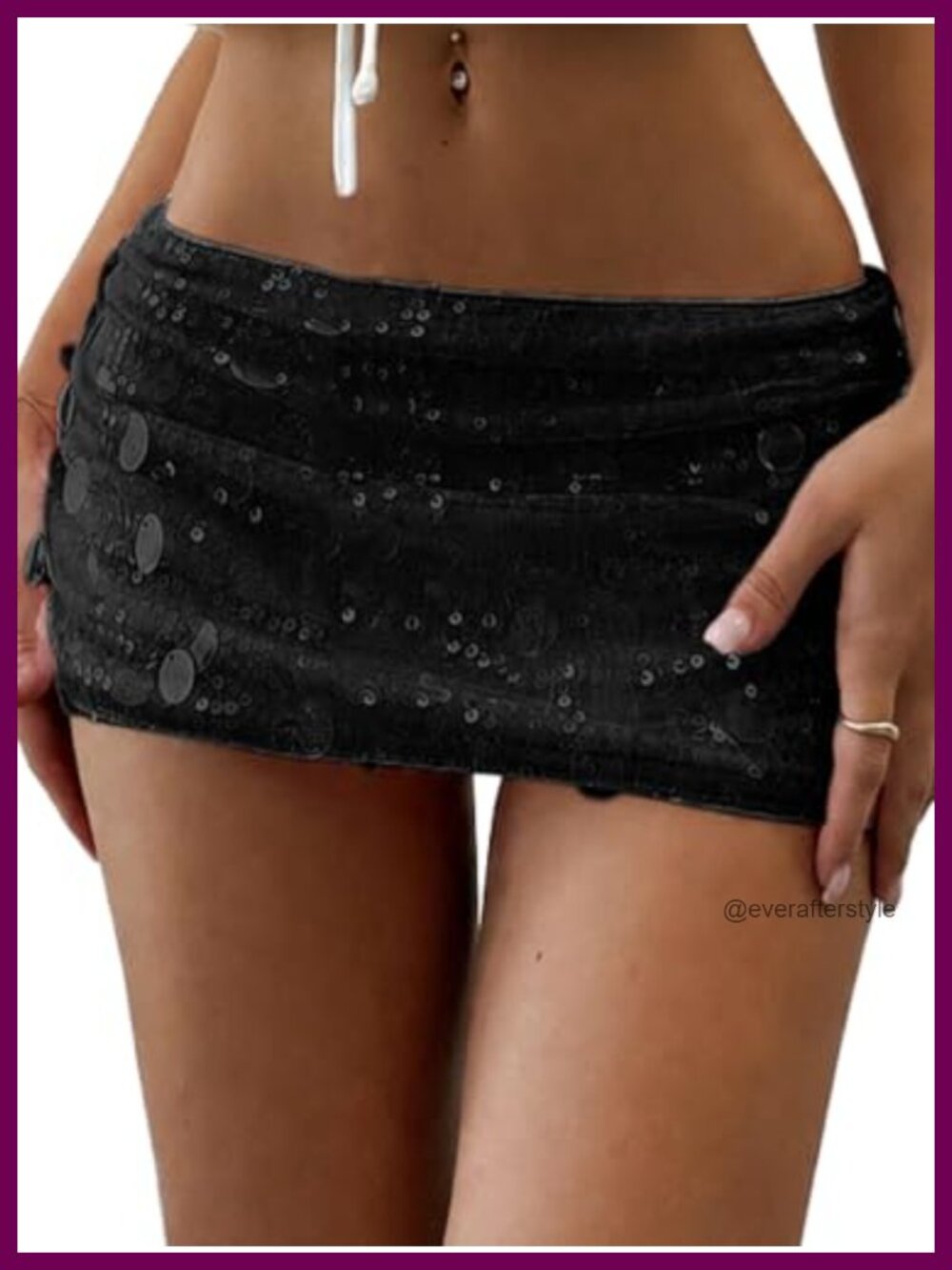 Sequin Bodycon Mini Skort with Built-in Shorts Low Rise Summer Party
